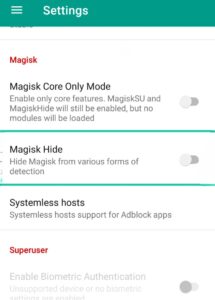 home Magisk settings 2