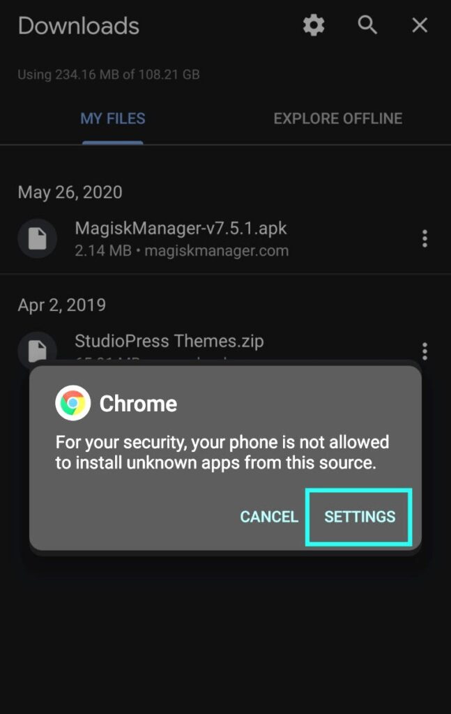 unknown source Magisk